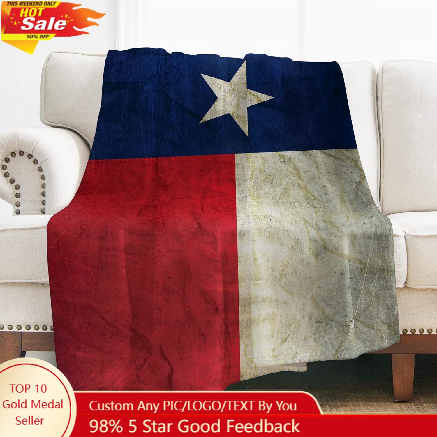 Home Textiles & Decorations - Levens Texas Flag Throw Blanket Gifts