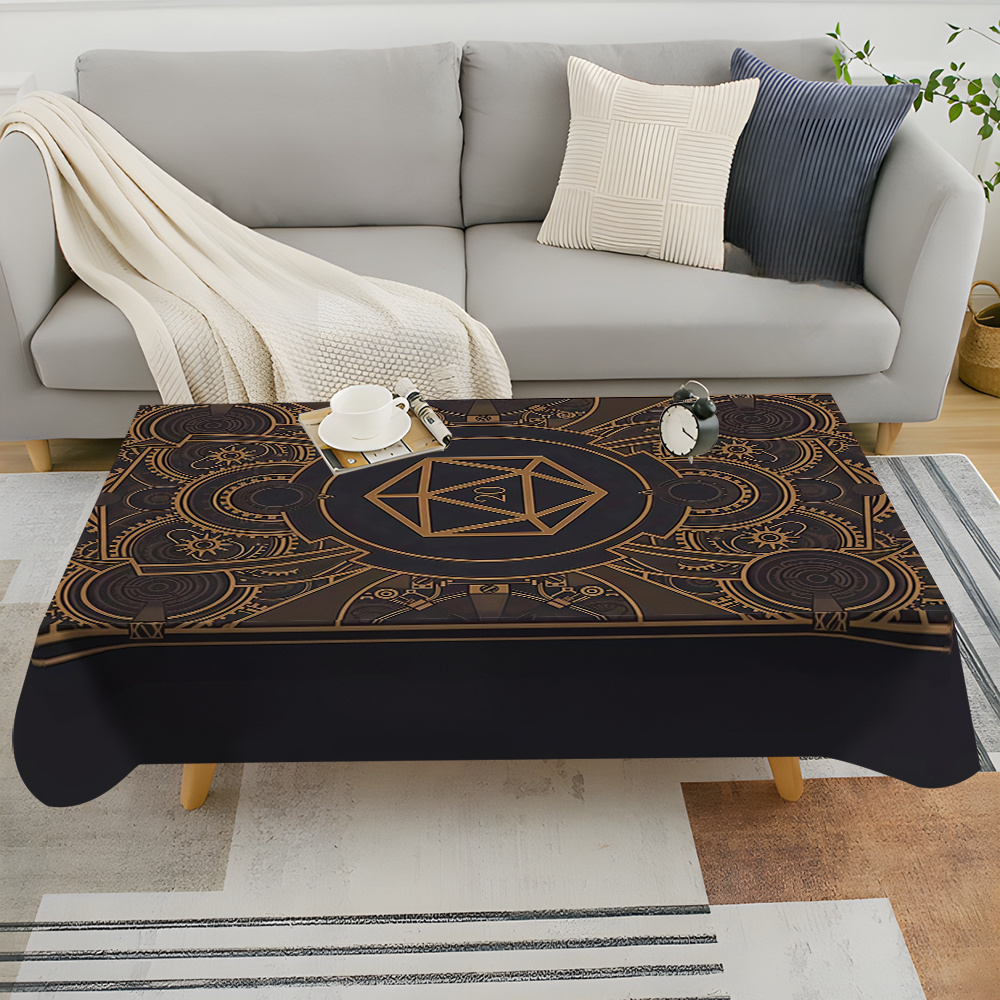 Home Textiles & Decorations - Steampunk Black Golden Gear Pattern Tablecloth