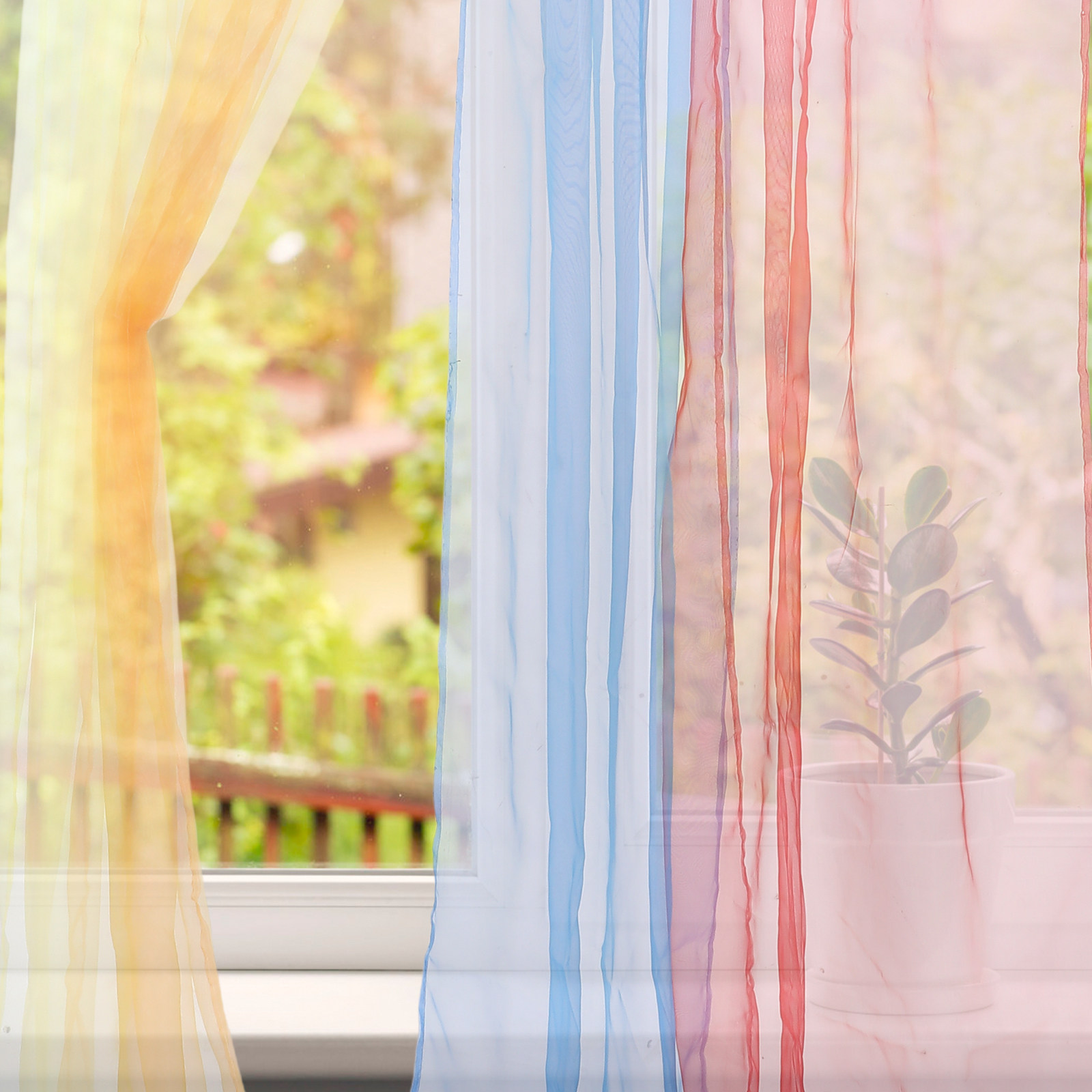 Curtain Sheer Voile - 4Pcs Colorful Sheer Curtains Light Filtering