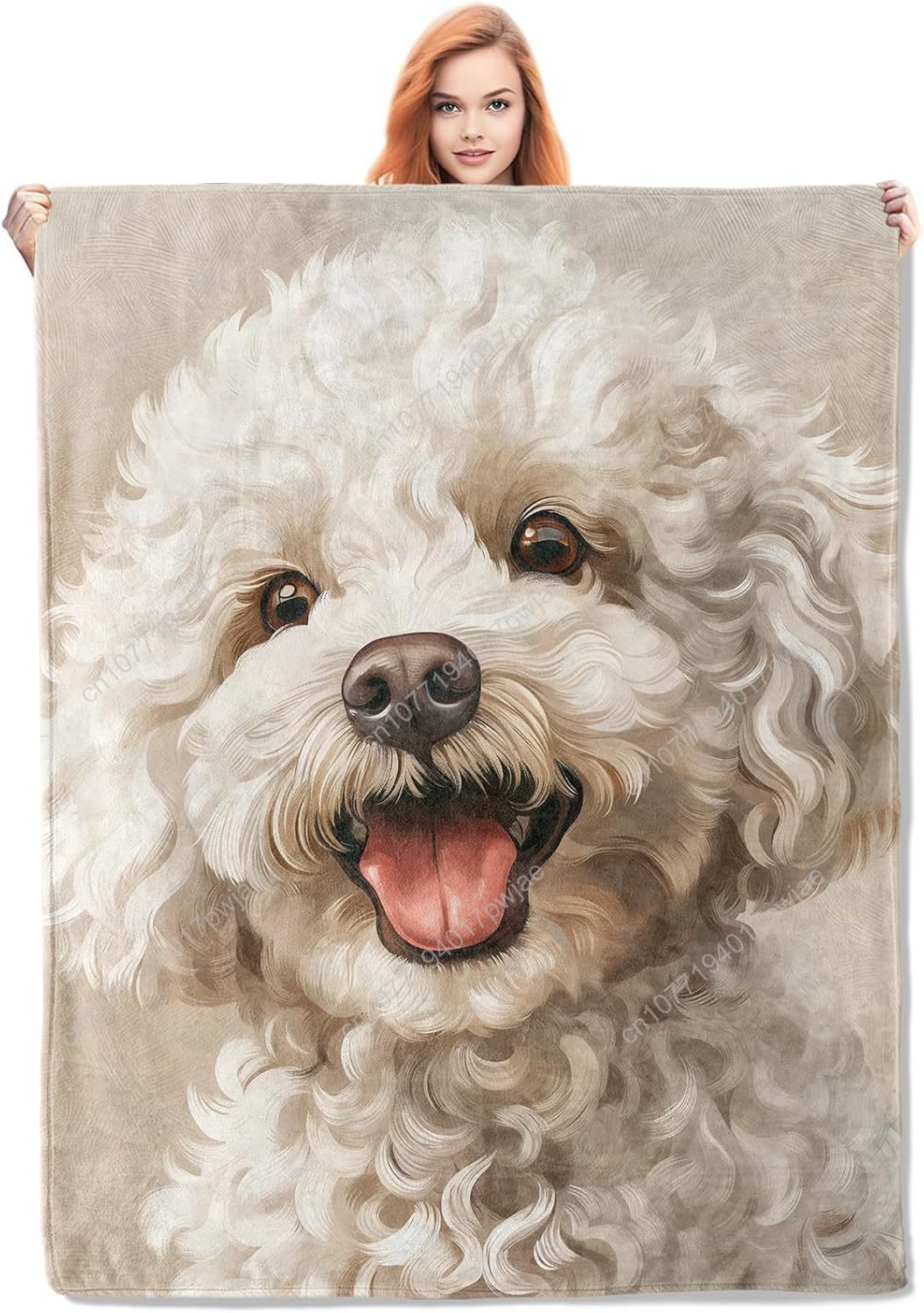 Home Textiles & Decorations - Joyful Poodle Portrait Blanket Realistic Dog