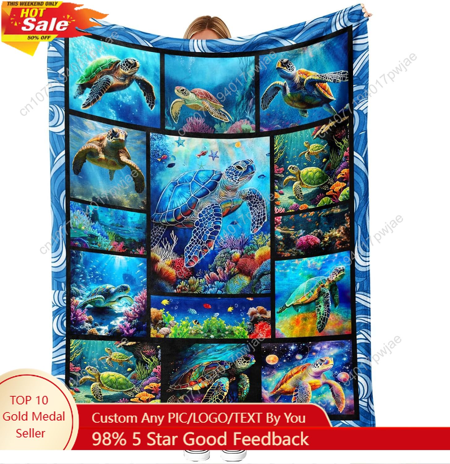 Sea Turtle Flannel Throw Blank - đánh giá và giá Home Textiles & Decorations