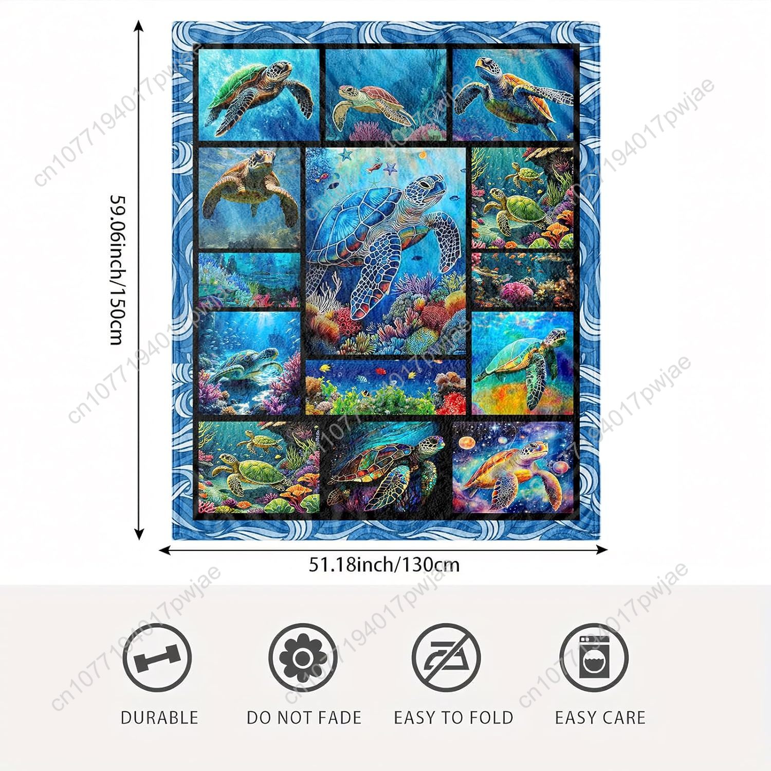 Sea Turtle Flannel Throw Blank - đánh giá và giá Home Textiles & Decorations