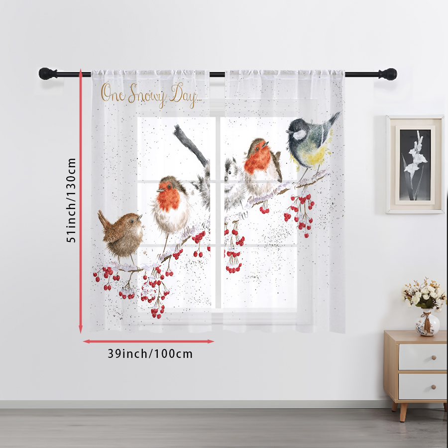 2PCS Sheer Curtains Winter Bir - đánh giá và giá Curtain Sheer Voile