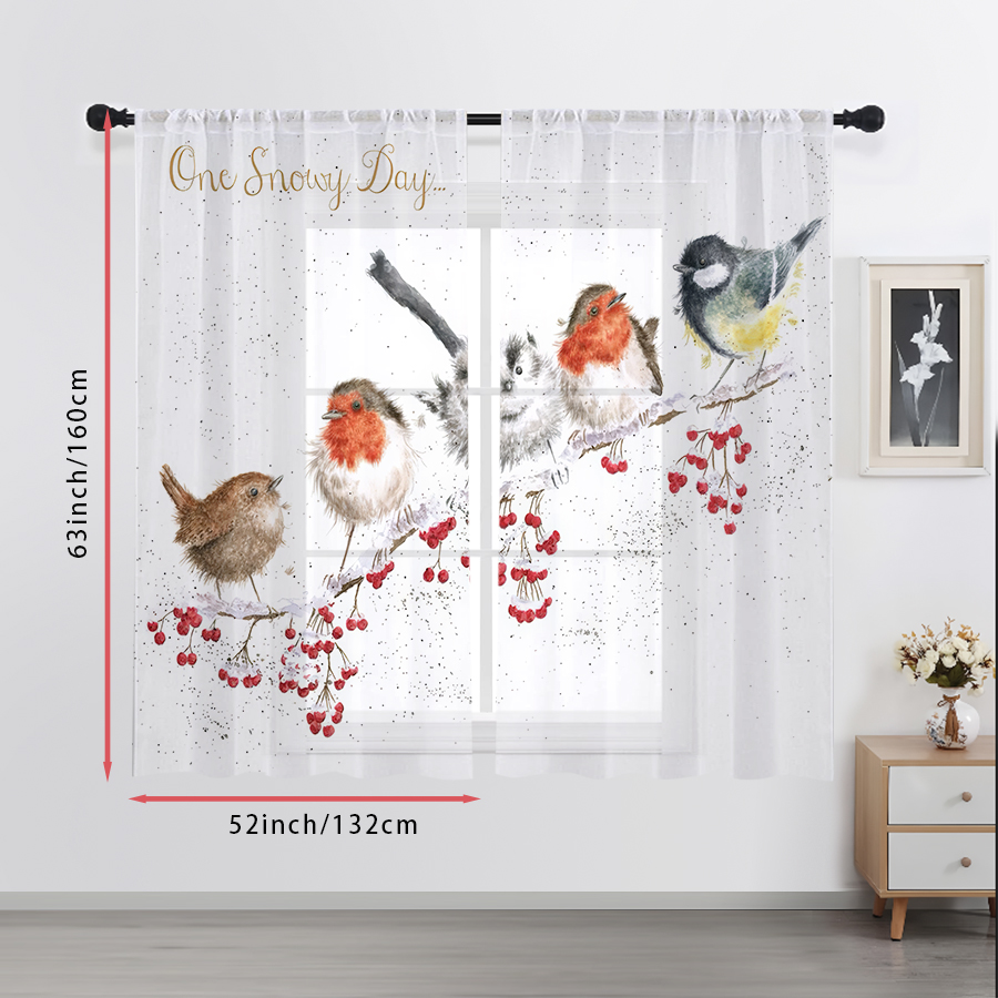 2PCS Sheer Curtains Winter Bir - đánh giá và giá Curtain Sheer Voile