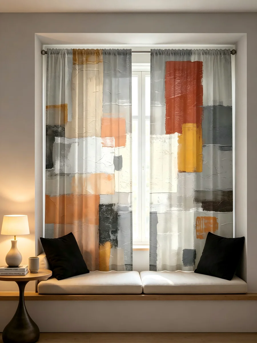 2PCS Digital Print Sheer Curta - đánh giá và giá Curtain Sheer Voile