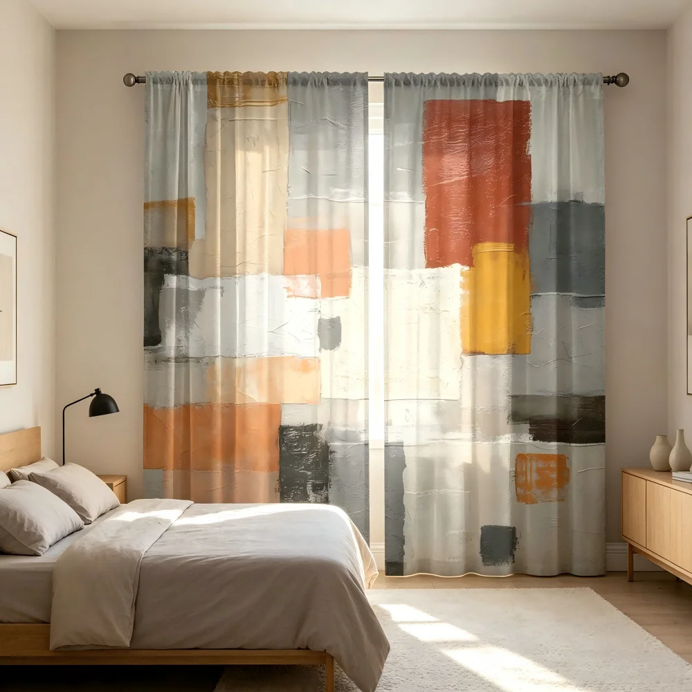 2PCS Digital Print Sheer Curta - đánh giá và giá Curtain Sheer Voile