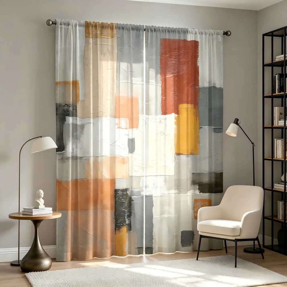 2PCS Digital Print Sheer Curta - đánh giá và giá Curtain Sheer Voile