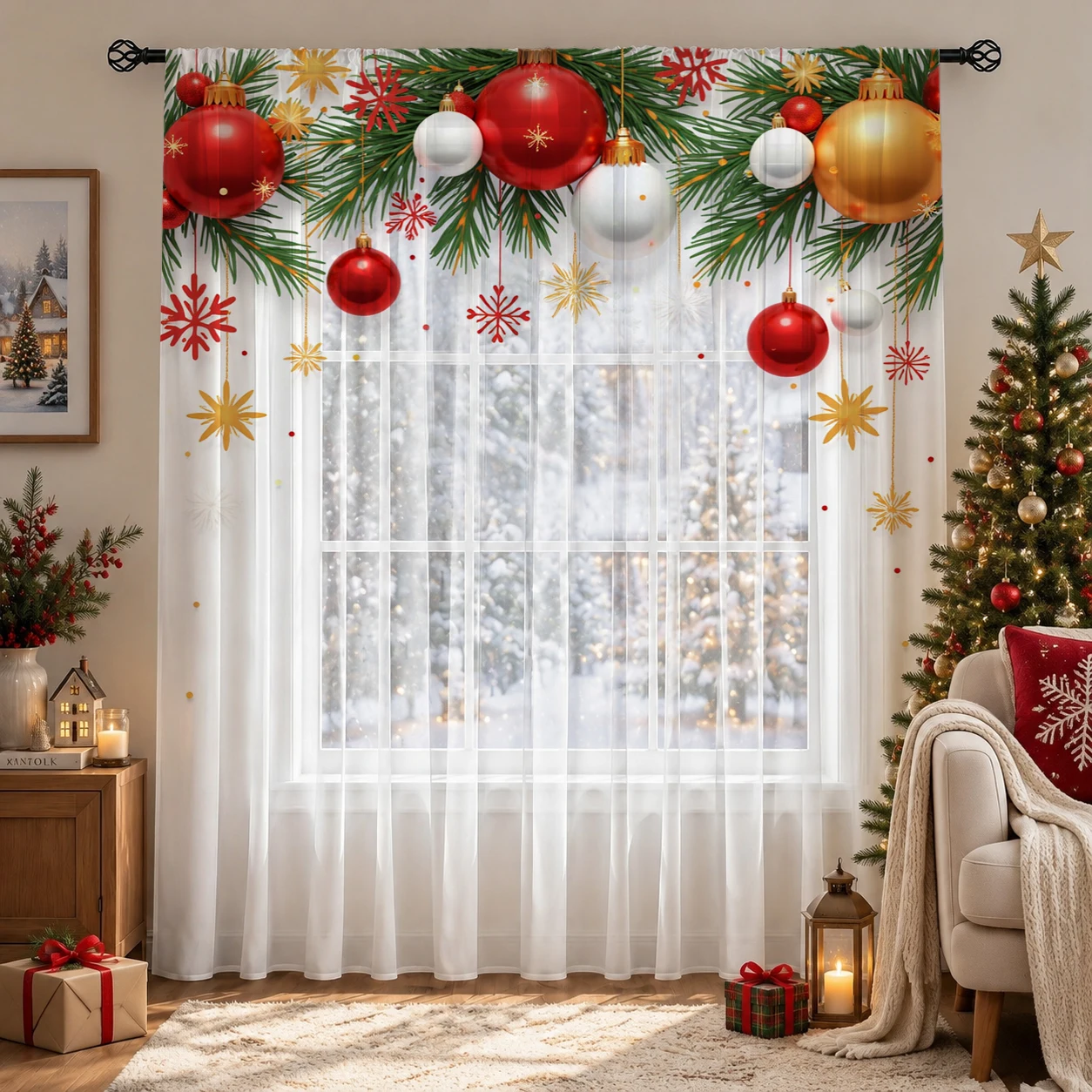 Christmas Day Gradient Sheer C - đánh giá và giá Curtain Sheer Voile