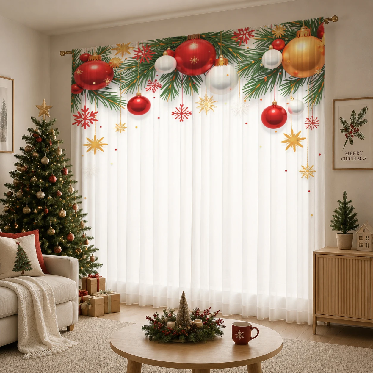 Christmas Day Gradient Sheer C - đánh giá và giá Curtain Sheer Voile