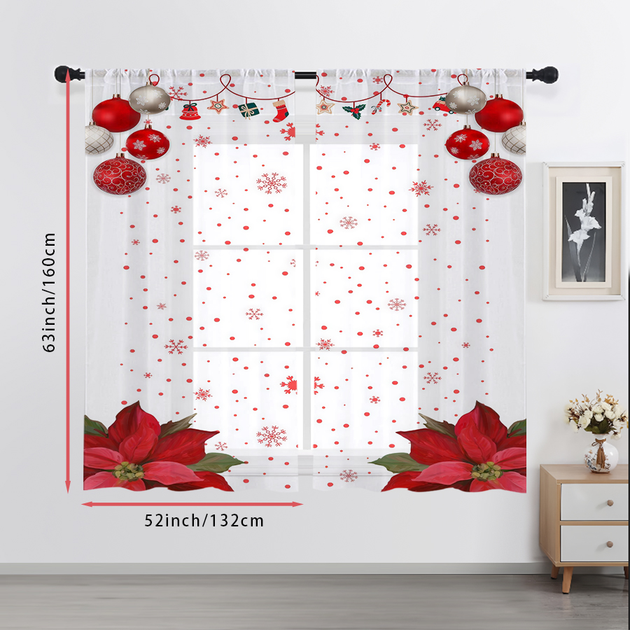 2PCS Sheer Curtains Christmas  - đánh giá và giá Curtain Sheer Voile