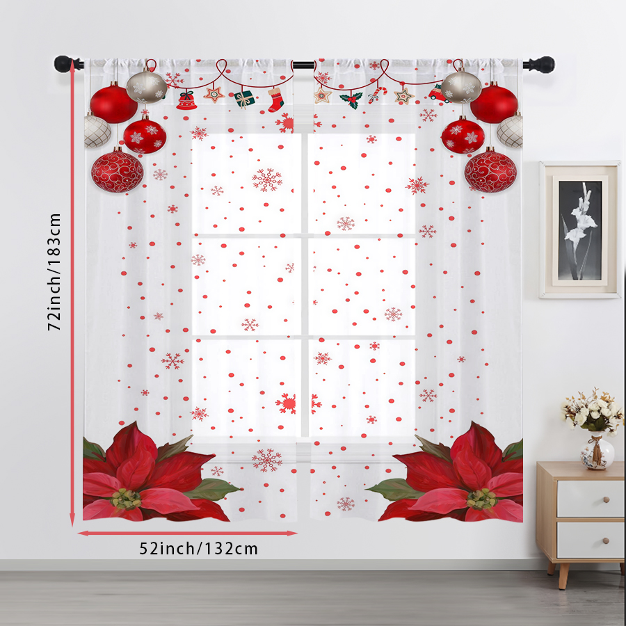 2PCS Sheer Curtains Christmas  - đánh giá và giá Curtain Sheer Voile