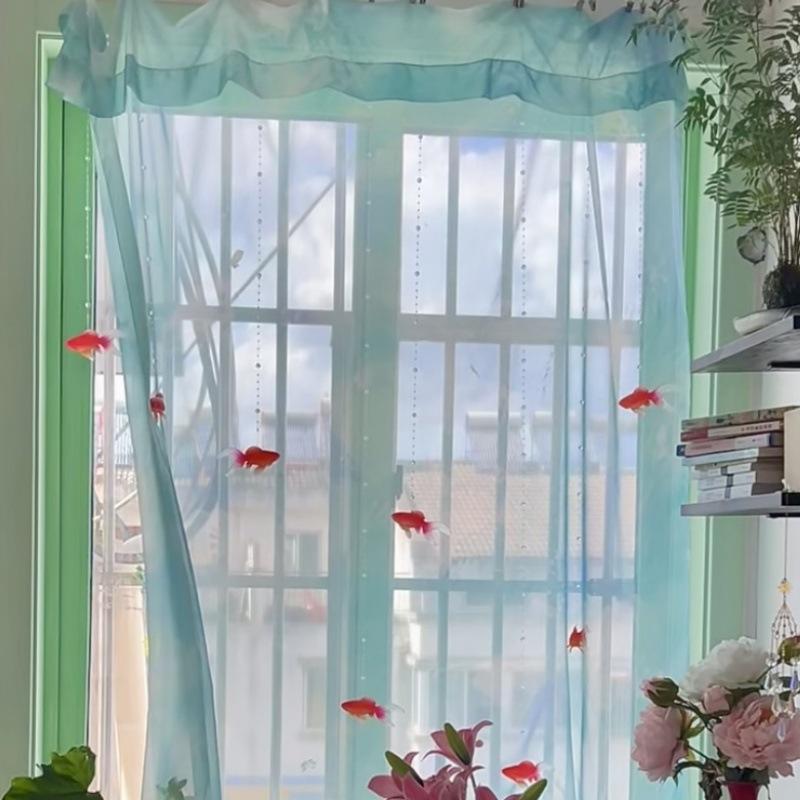 Light Blue Solid Sheer Voile W - đánh giá và giá Curtain Sheer Voile