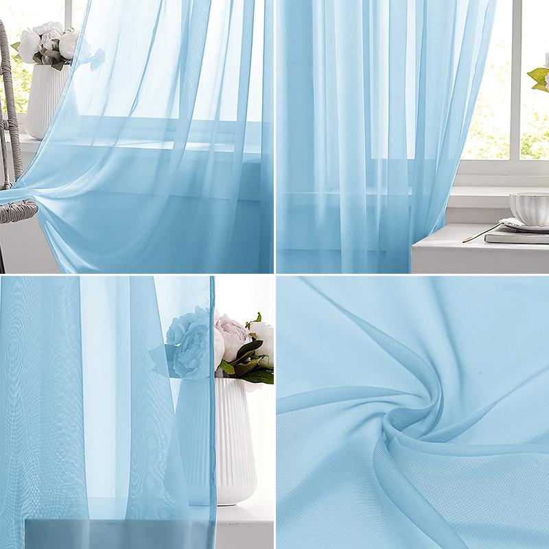 Light Blue Solid Sheer Voile W - đánh giá và giá Curtain Sheer Voile