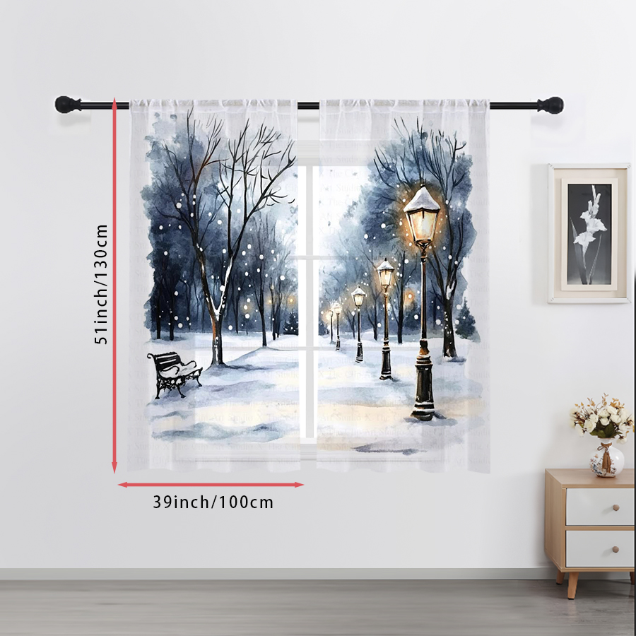2PCS Sheer Curtains Winter Sno - đánh giá và giá Curtain Sheer Voile