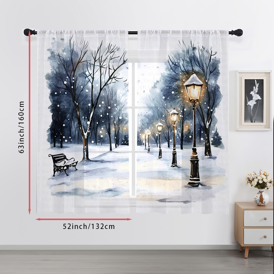 2PCS Sheer Curtains Winter Sno - đánh giá và giá Curtain Sheer Voile