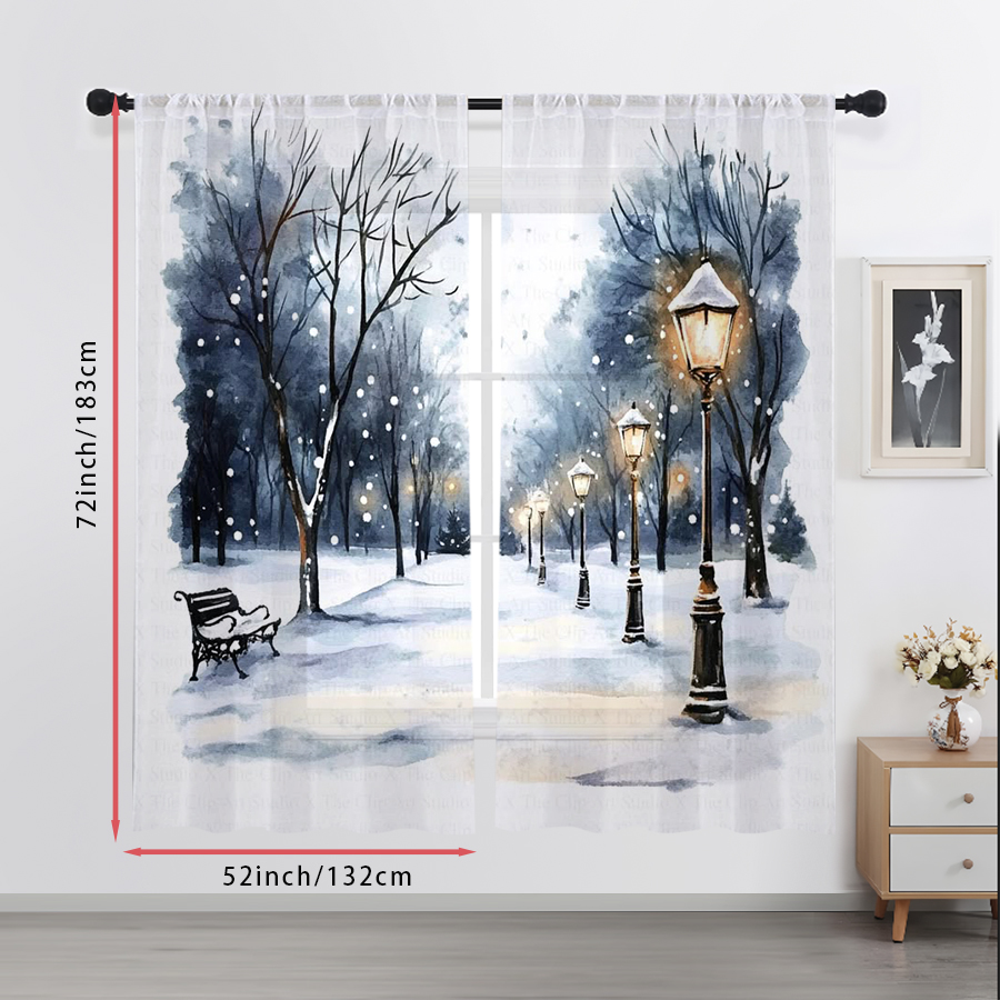 2PCS Sheer Curtains Winter Sno - đánh giá và giá Curtain Sheer Voile
