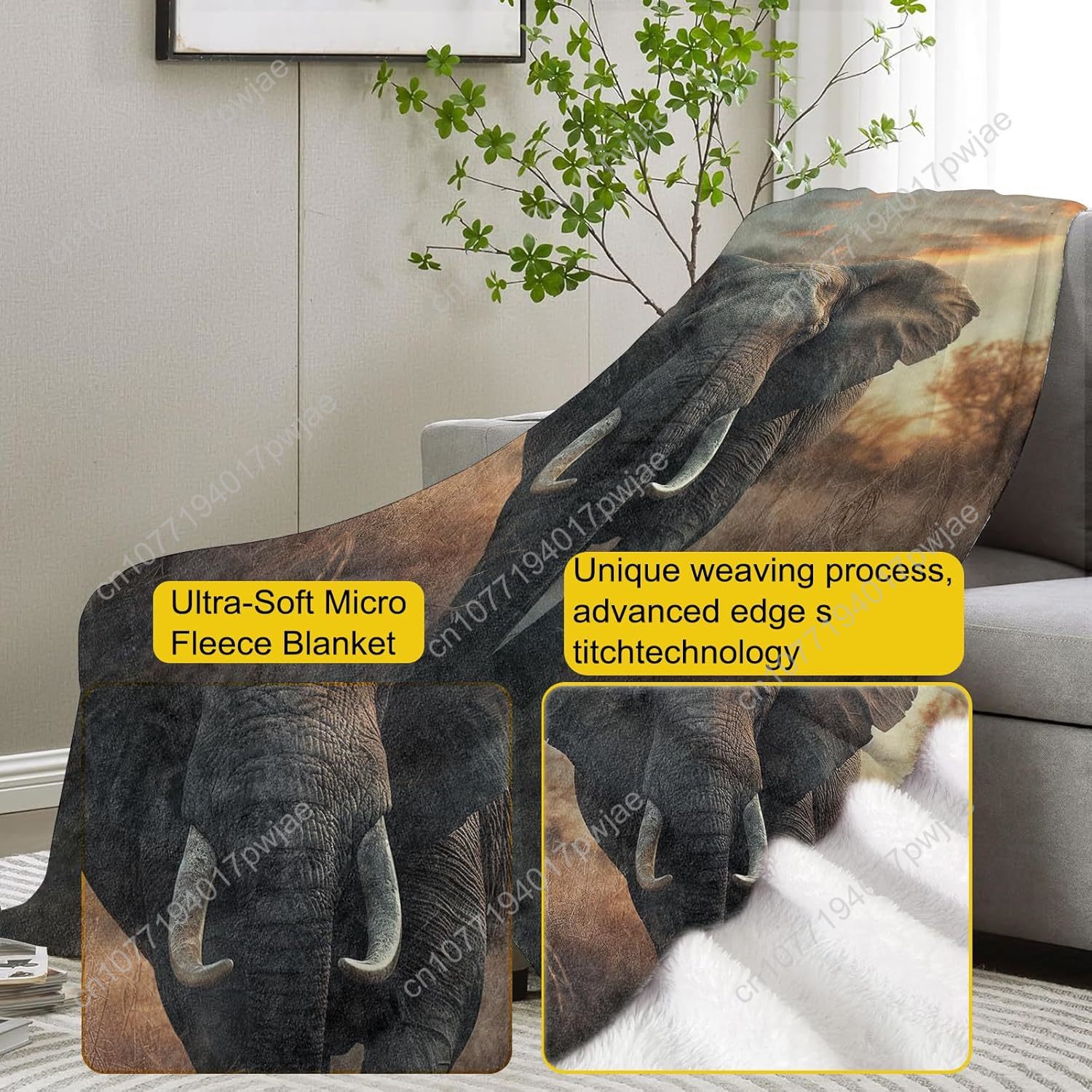 Elephant Fleece Blanket, Reali - đánh giá và giá Home Textiles & Decorations