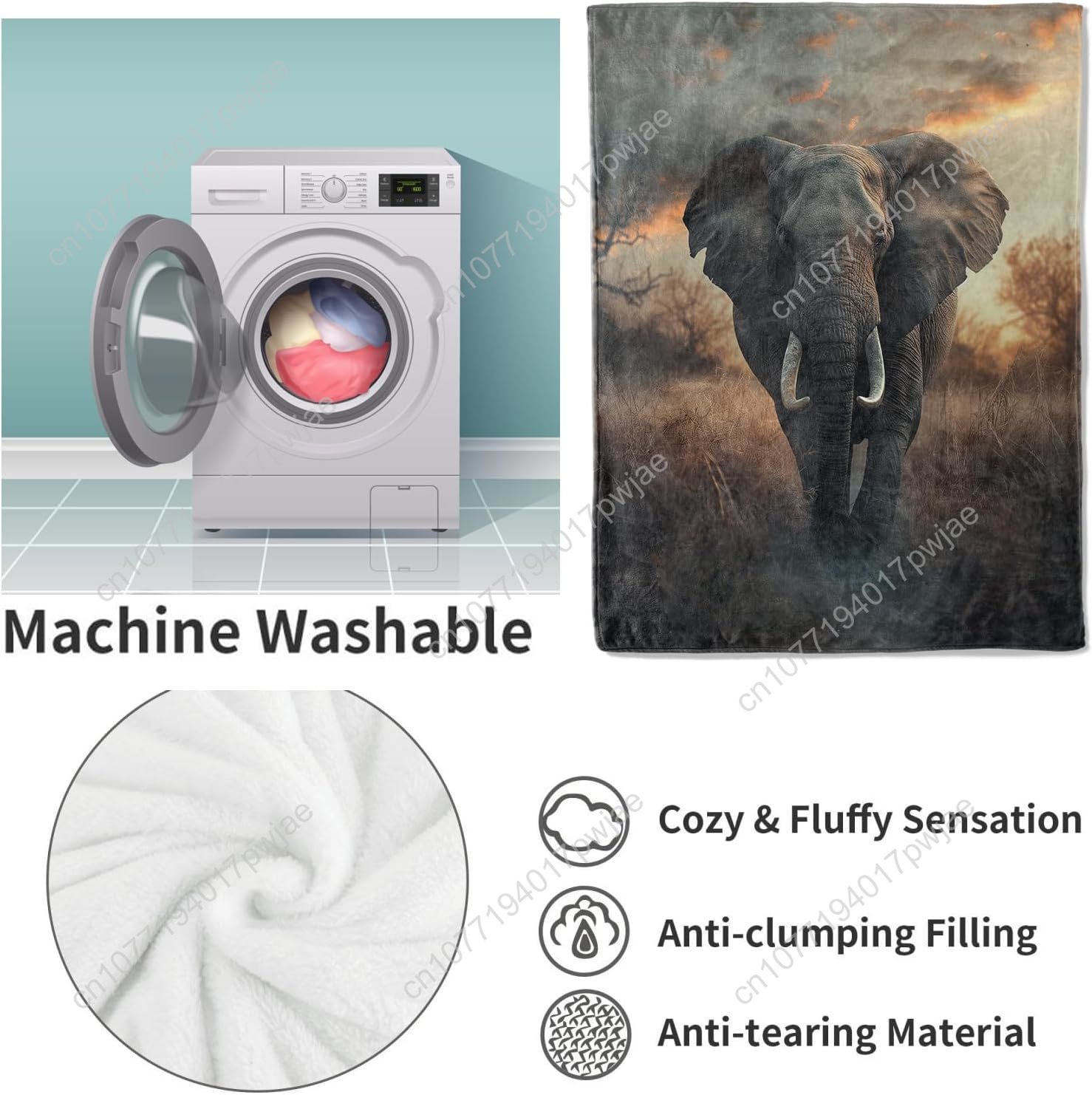 Elephant Fleece Blanket, Reali - đánh giá và giá Home Textiles & Decorations