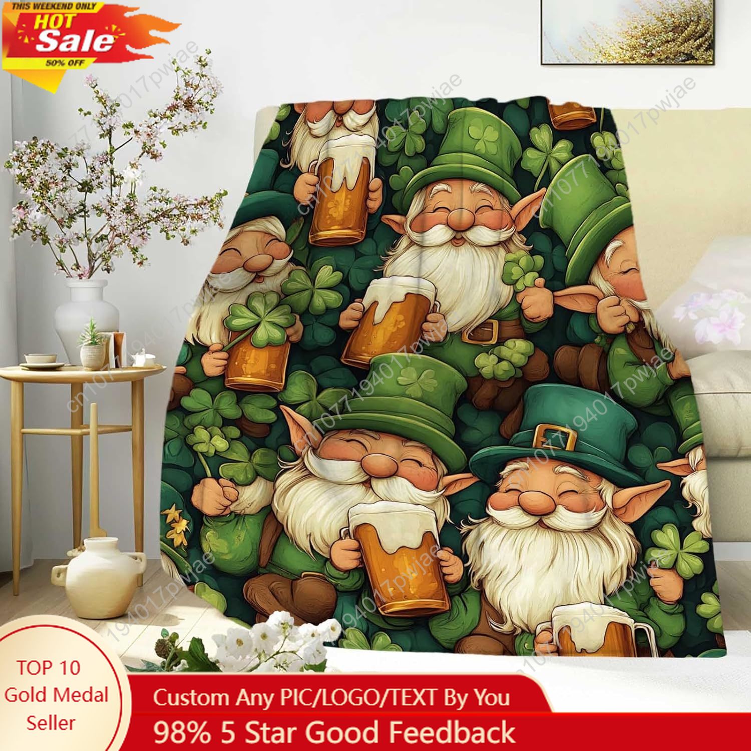 St. Patrick’s Day Gnome Throw  - đánh giá và giá Home Textiles & Decorations