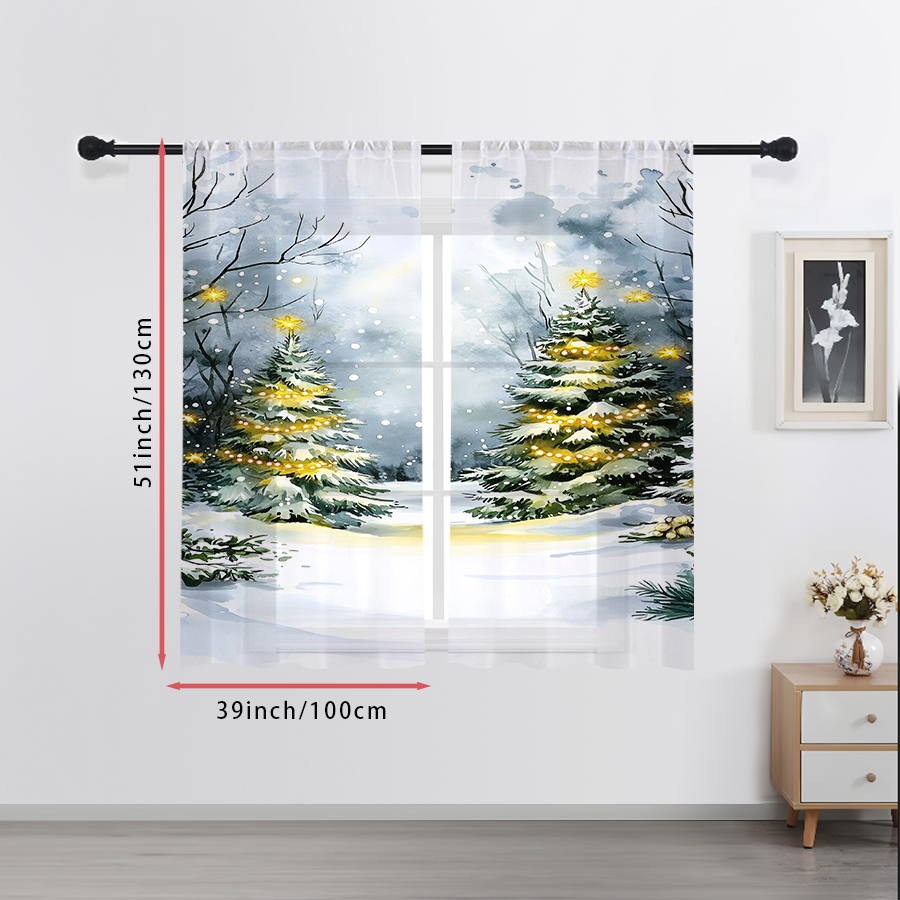 2PCS Sheer Curtains Watercolor - đánh giá và giá Curtain Sheer Voile