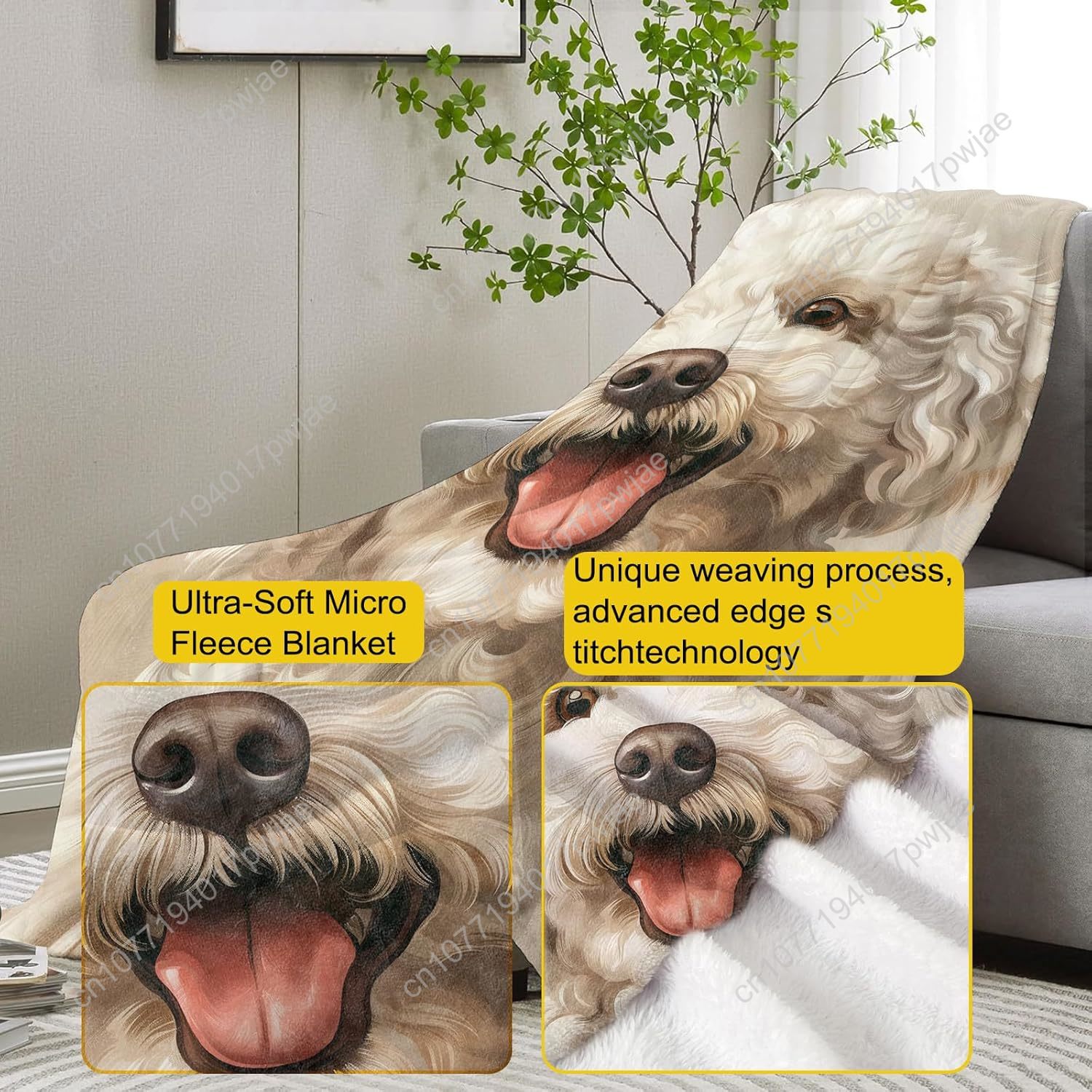 Joyful Poodle Portrait Blanket - đánh giá và giá Home Textiles & Decorations