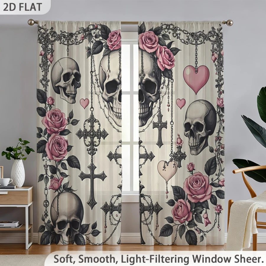 2PCS Digital Print Sheer Curta - đánh giá và giá Curtain Sheer Voile