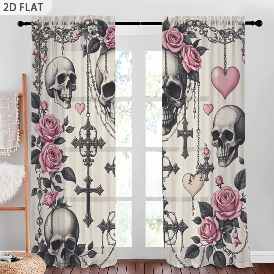 2PCS Digital Print Sheer Curta - đánh giá và giá Curtain Sheer Voile